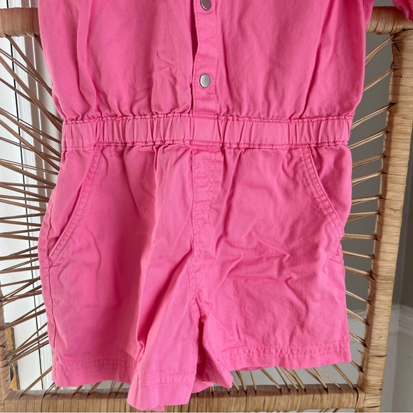 OLD NAVY Kids Girls Puff Sleeve Button Romper Pink size 10 - Picture 6 of 8